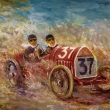 Zvod Vanderbilt Cup Race 1909, akryl na tvrtce, 2022