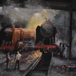 Lokomotivn� depo, olej, 2023 Cena obrazu: 9.500,- K�. Rozm�r obrazu d�lka 53 cm, v��ka 38 cm